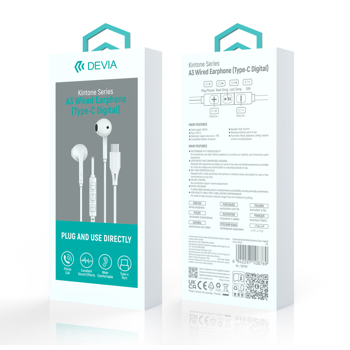 Audífonos Devia Alámbricos Kintone Series A3