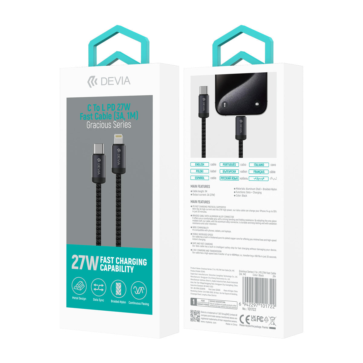 Cable Devia Tipo C a Lightning 27w