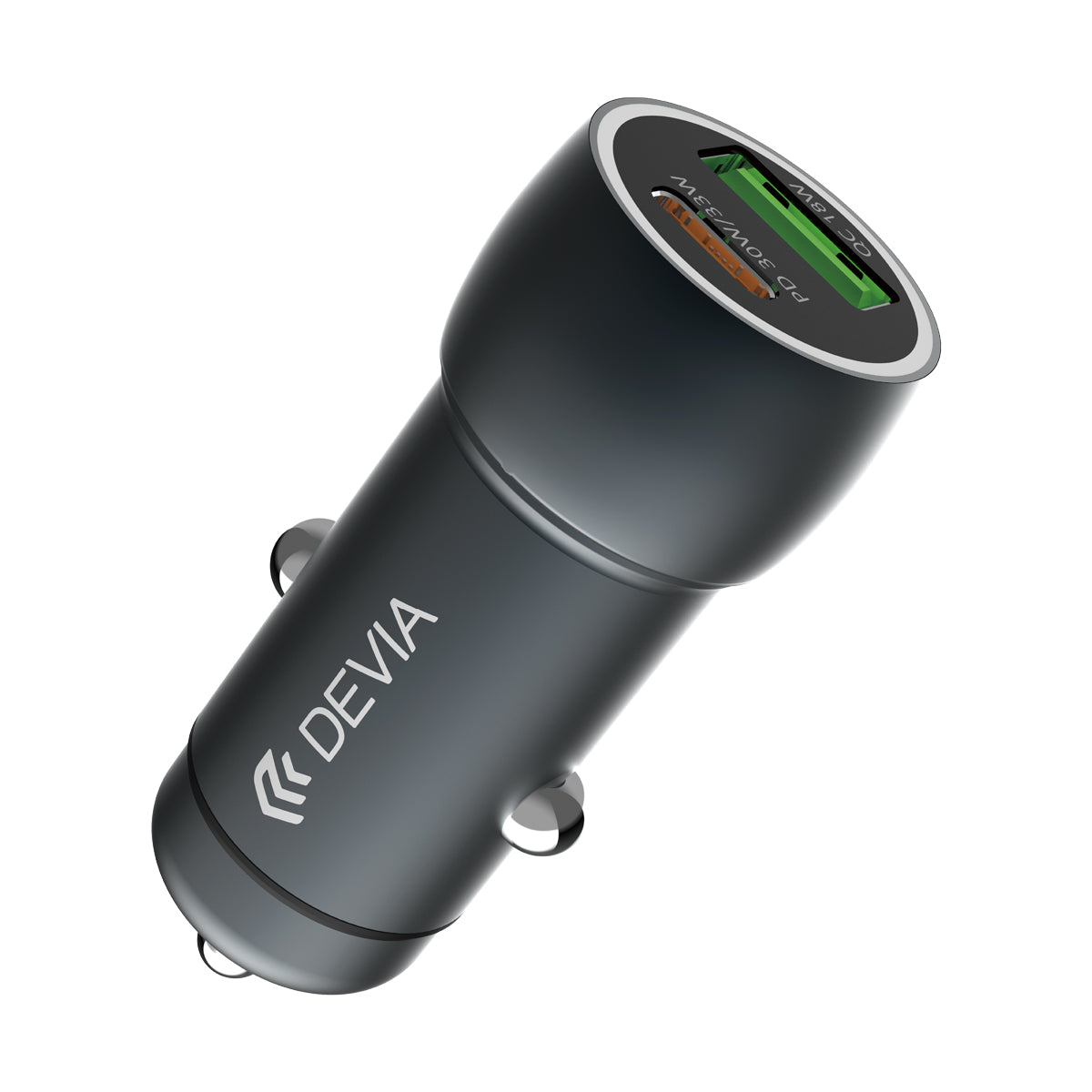 Cargador Devia de Carro PD30W+QC3.0 18W Metal con Cable