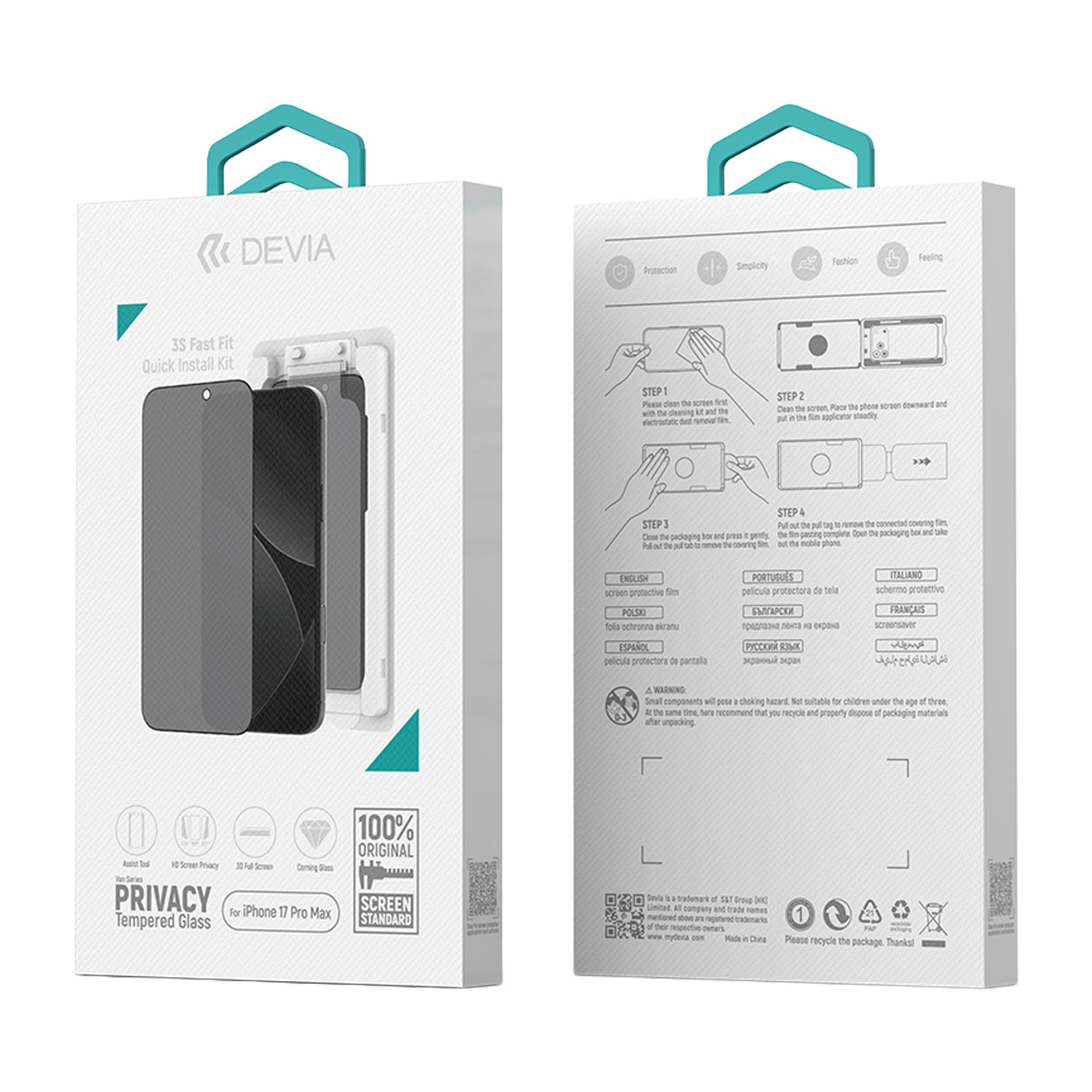 Mica Devia Cristal Tem Privacy iPhone 17 Pro Max