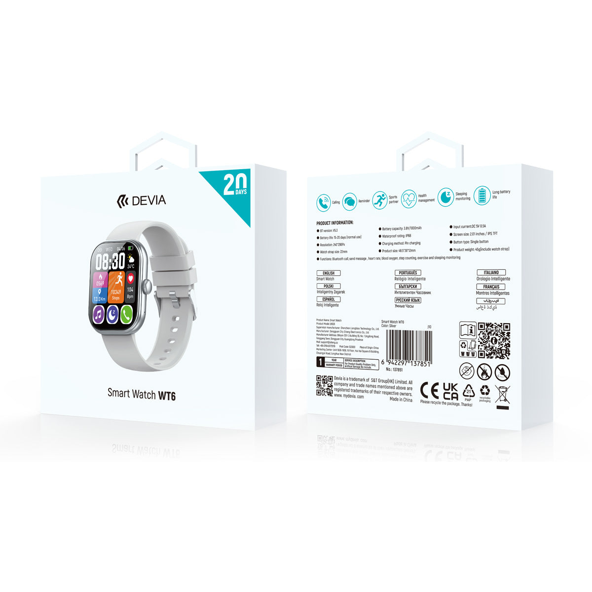 Smartwatch Devia WT6