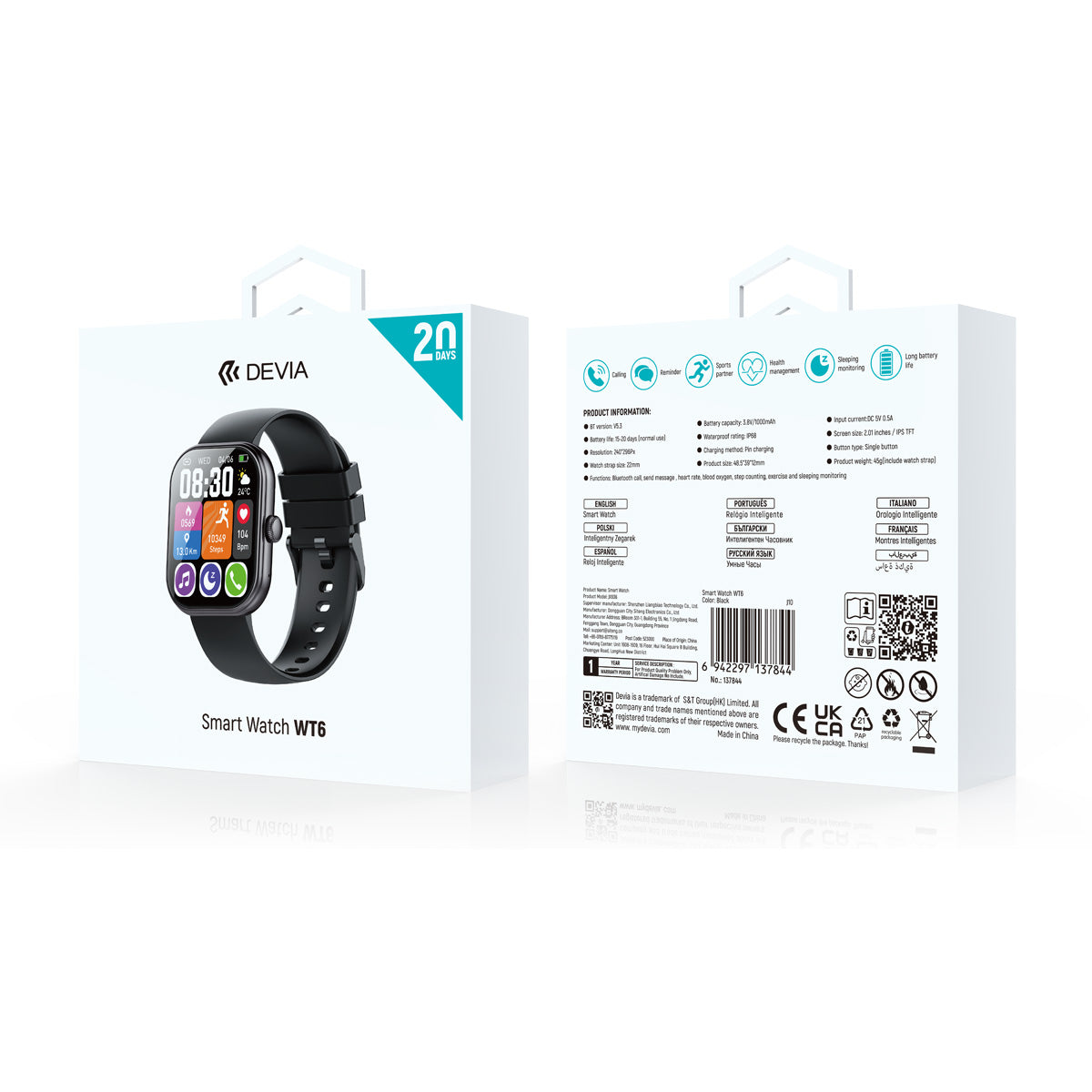 Smartwatch Devia WT6