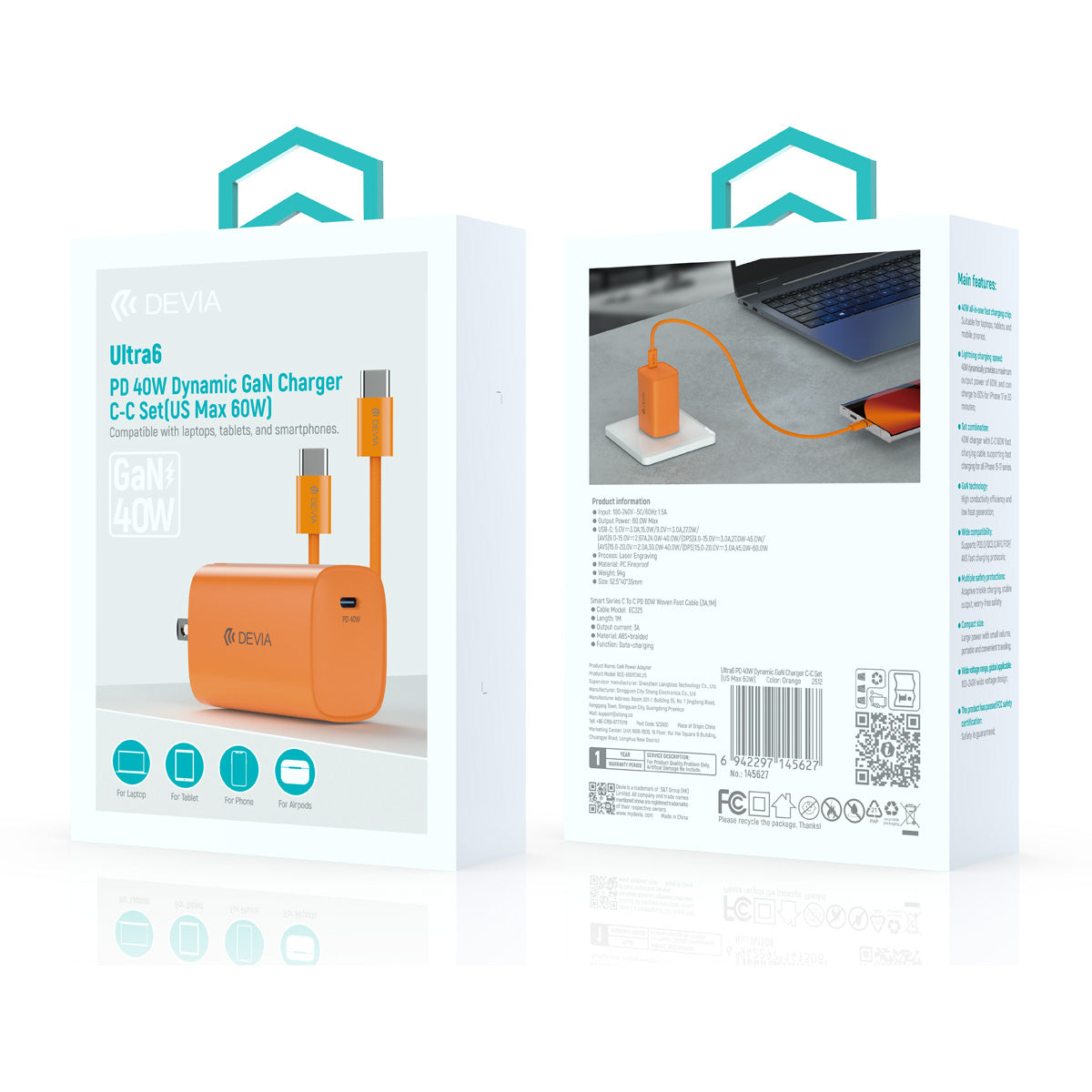 Cargador Devia Ultra 6 40W C-C